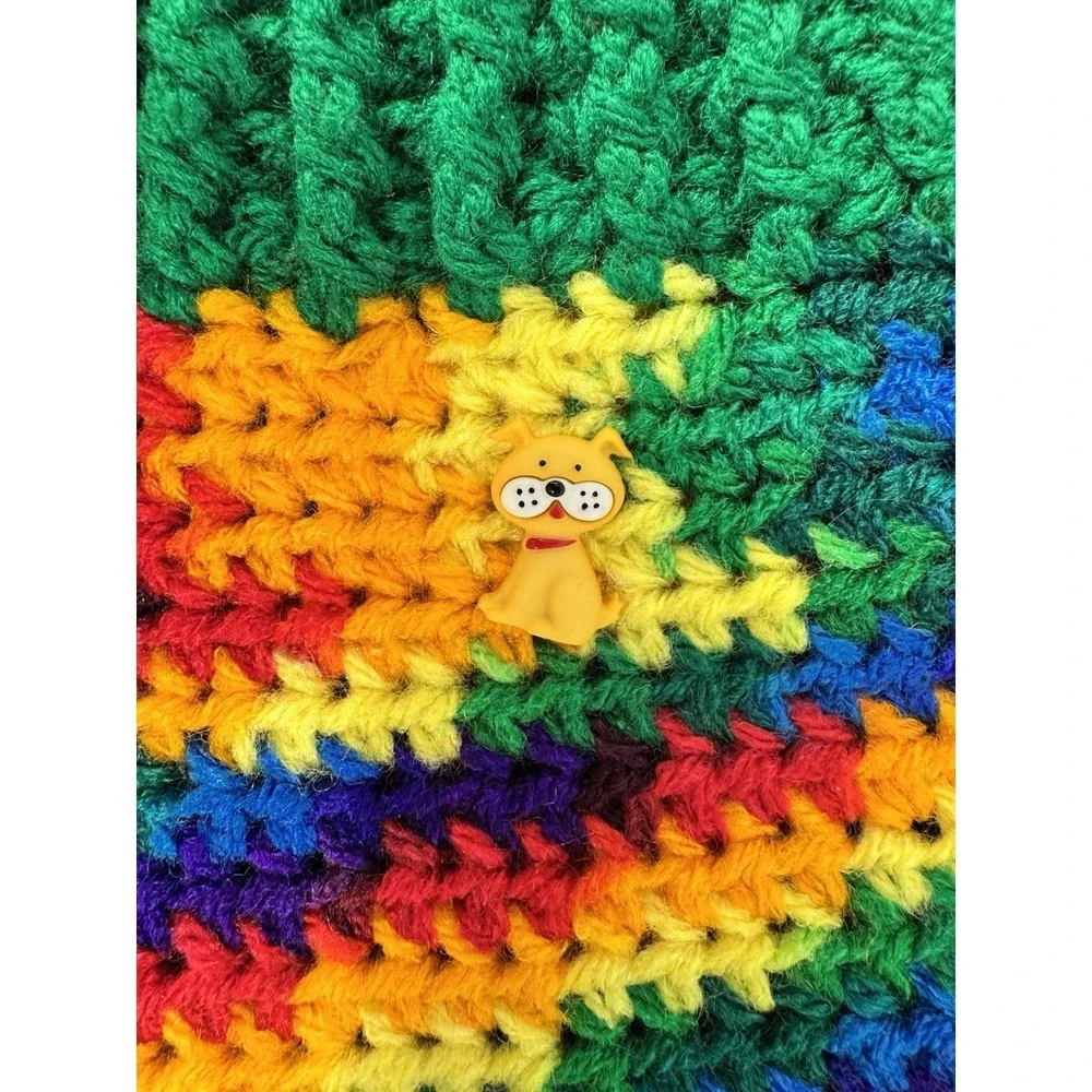 X-Small Dog Sweater‎ Rainbow Variegated Green Crochet Handmade
